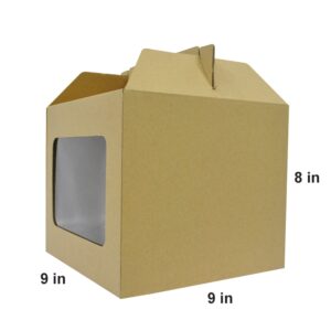 Flute Cake Box Handle 9" Brown